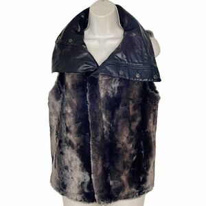KILL CITY Black Leather and Faux Fur Size M Womens Rock Punk Steampunk Vest Coat